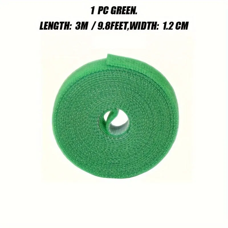 1 Rolle, grünes Gartenband für Pflanzen, Garten-Pflanzenbinder, 1 cm breit, wiederverwendbares Gartenband, Pflanzenstütze für Kletterpflanzen, Blumen, Weinreben, Tomatenbinder, verstellbar