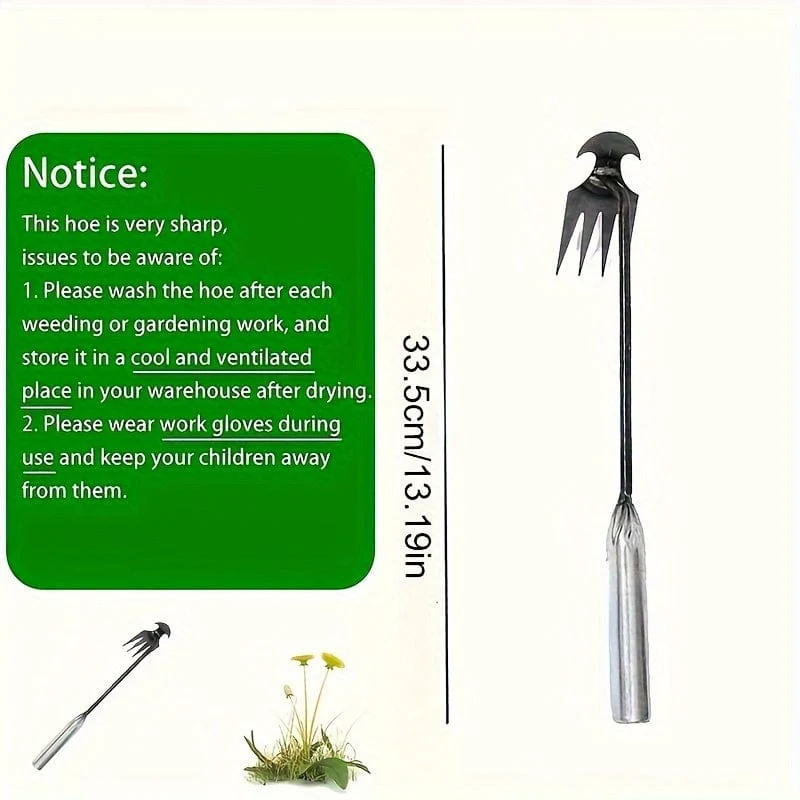 1 Stück kleiner Unkrautstecher mit 4 Zähnen, Gartenhandwerkzeuge, Unkrautentferner-Werkzeug für den Garten. Ergonomisches Unkrautstecher-Werkzeug (der Griff kann selbst verlängert werden) – Stand-Unkrautstecher für mühelose Rasen- und Gartenpflege.
