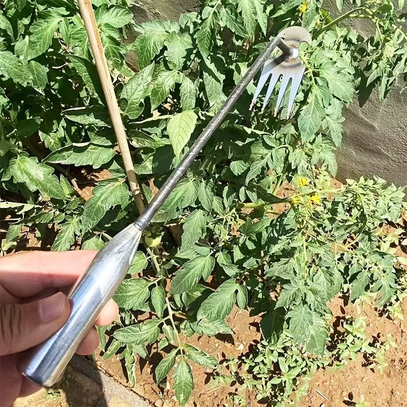 1 Stück kleiner Unkrautstecher mit 4 Zähnen, Gartenhandwerkzeuge, Unkrautentferner-Werkzeug für den Garten. Ergonomisches Unkrautstecher-Werkzeug (der Griff kann selbst verlängert werden) – Stand-Unkrautstecher für mühelose Rasen- und Gartenpflege.