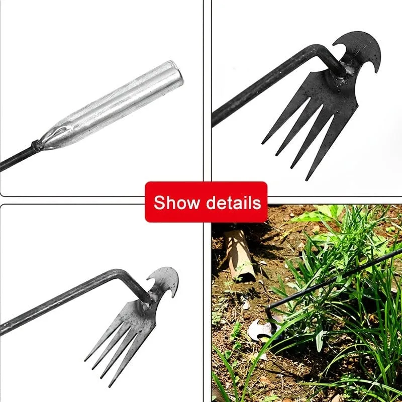1 Stück kleiner Unkrautstecher mit 4 Zähnen, Gartenhandwerkzeuge, Unkrautentferner-Werkzeug für den Garten. Ergonomisches Unkrautstecher-Werkzeug (der Griff kann selbst verlängert werden) – Stand-Unkrautstecher für mühelose Rasen- und Gartenpflege.