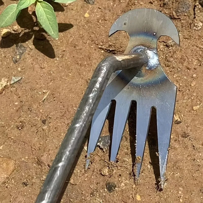 1 Stück kleiner Unkrautstecher mit 4 Zähnen, Gartenhandwerkzeuge, Unkrautentferner-Werkzeug für den Garten. Ergonomisches Unkrautstecher-Werkzeug (der Griff kann selbst verlängert werden) – Stand-Unkrautstecher für mühelose Rasen- und Gartenpflege.