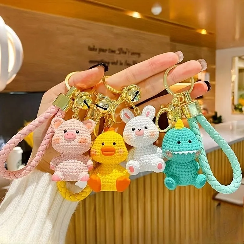 1 Stück süßer Cartoon-Tier-Schlüsselanhänger aus Kunstharz, Anime-Hase, Schwein-Dinosaurier-Schlüsselanhänger, Taschenanhänger, Auto-Schlüsselanhänger, Autozubehör, Geschenke