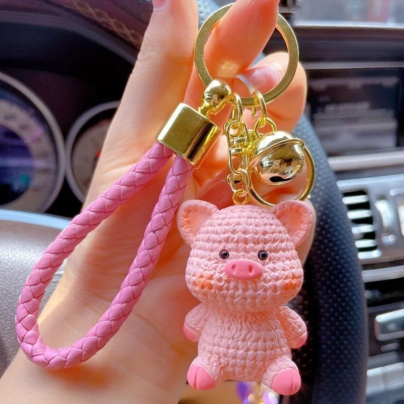 1 Stück süßer Cartoon-Tier-Schlüsselanhänger aus Kunstharz, Anime-Hase, Schwein-Dinosaurier-Schlüsselanhänger, Taschenanhänger, Auto-Schlüsselanhänger, Autozubehör, Geschenke