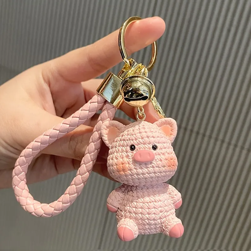 1 Stück süßer Cartoon-Tier-Schlüsselanhänger aus Kunstharz, Anime-Hase, Schwein-Dinosaurier-Schlüsselanhänger, Taschenanhänger, Auto-Schlüsselanhänger, Autozubehör, Geschenke