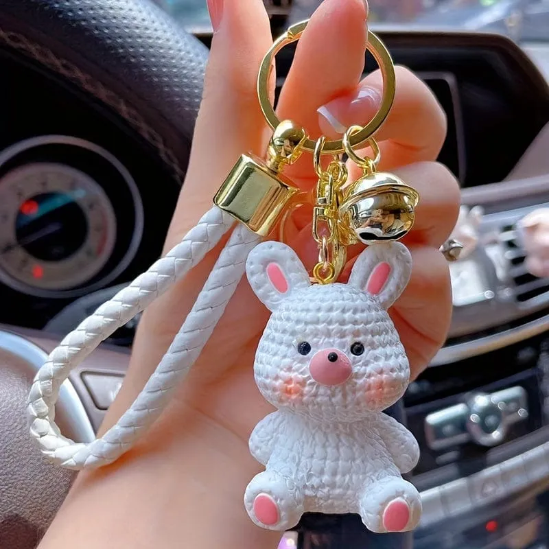 1 Stück süßer Cartoon-Tier-Schlüsselanhänger aus Kunstharz, Anime-Hase, Schwein-Dinosaurier-Schlüsselanhänger, Taschenanhänger, Auto-Schlüsselanhänger, Autozubehör, Geschenke