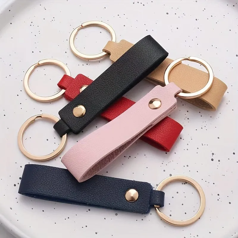 9 Stück passender reiner farbiger PU-Leder-Schlüsselanhänger, Handschlaufe, Taschenanhänger, Puppen-Lanyard, modischer Paar-Auto-Schlüsselanhänger
