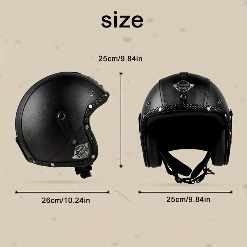 Kunstleder Retro Motorradhelm 4/3 Halbhelm Motorrad Elektromotorrad Four Seasons Universal 3C Safety Certified Helm