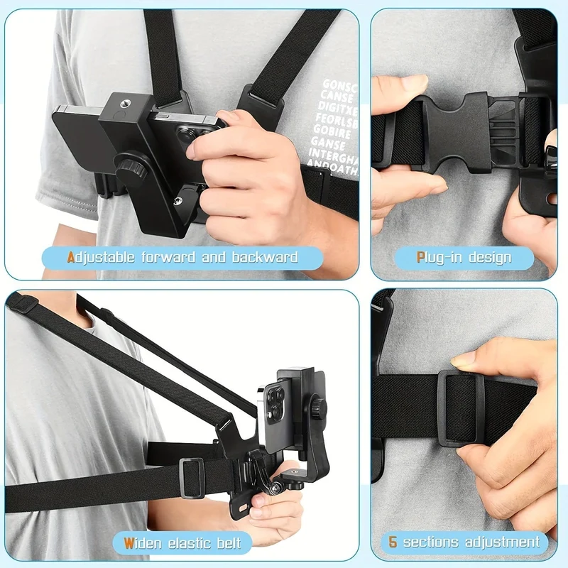 1 Stück Universal-Handy-Brustgurt-Halterung, Outdoor-Smartphone-POV-Video-Handy-Clip, Handy-Halterung, Brustgurt-Halterung