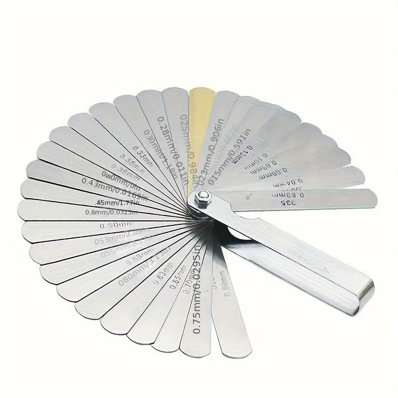 1pc 32 Klingen Fühlerlehre Metric Gap Filler 0.04-0.88mm Dicke Gage Werkzeug Für Motorrad Ventil Messung