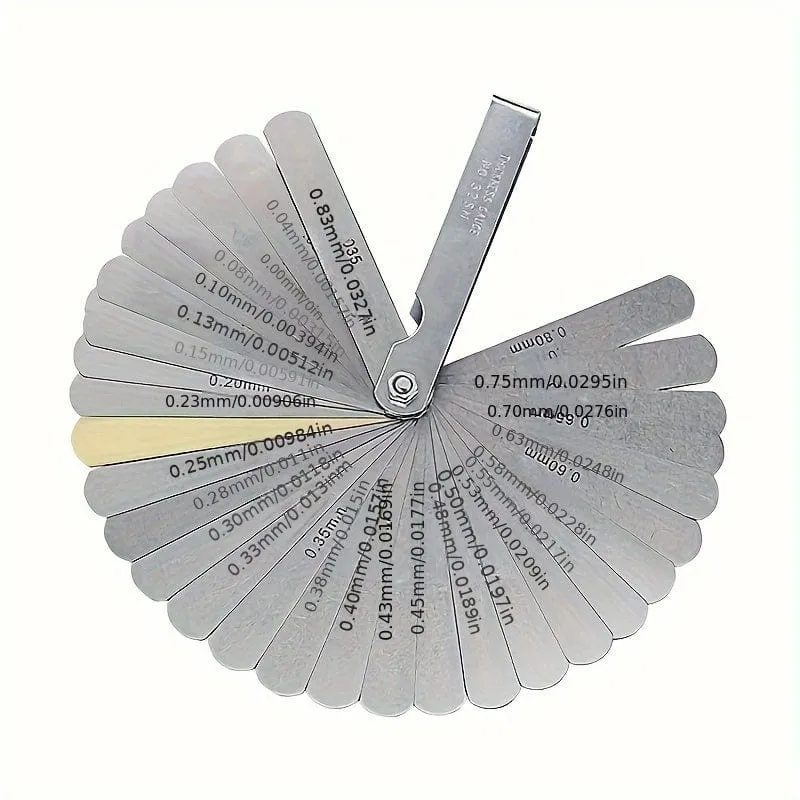 1pc 32 Klingen Fühlerlehre Metric Gap Filler 0.04-0.88mm Dicke Gage Werkzeug Für Motorrad Ventil Messung