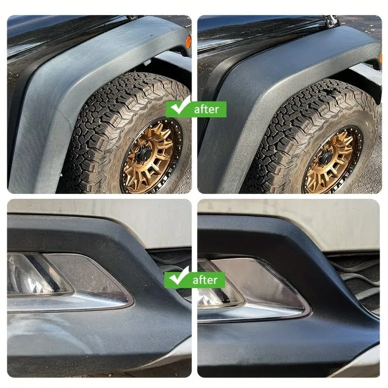 Externer Kunststoff-Restaurator, langlebige hydrophobe Schutzbeschichtung, oxidiertes Weiß und verblasste Reparatur wieder in Schwarz für die Autoaufbereitung von Kunststoffverkleidungen