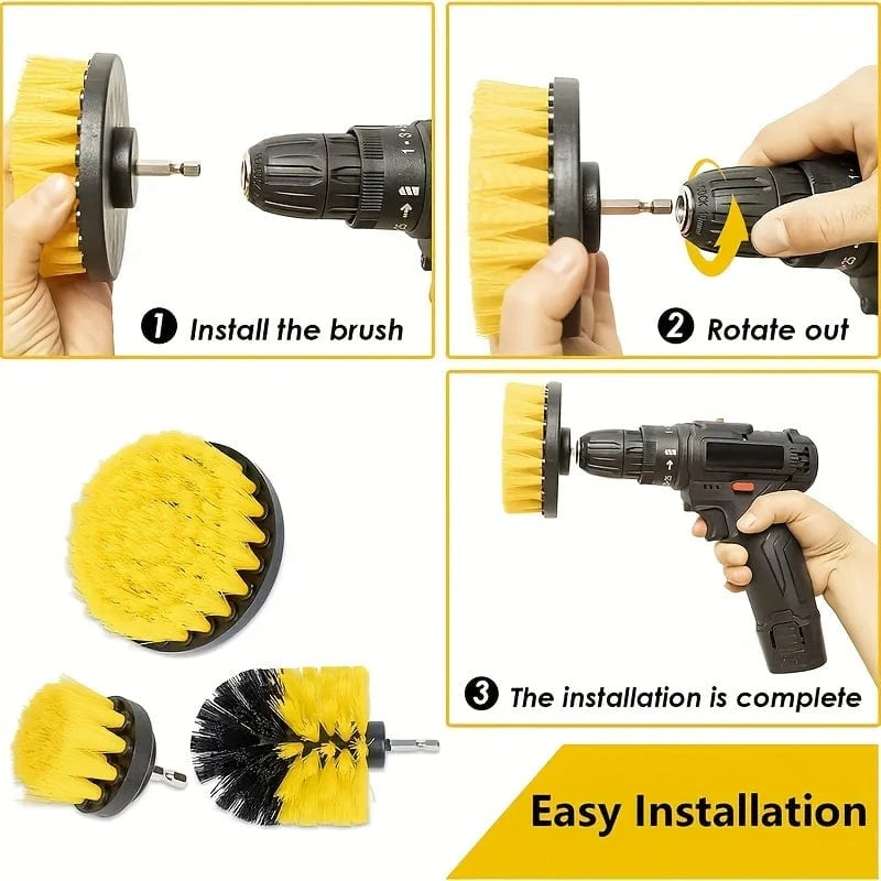 3-in-1-Set mit elektrischen Reinigungsbürsten – perfekt für Teppiche, Sofas, Fliesen, Autowaschanlagen und mehr!