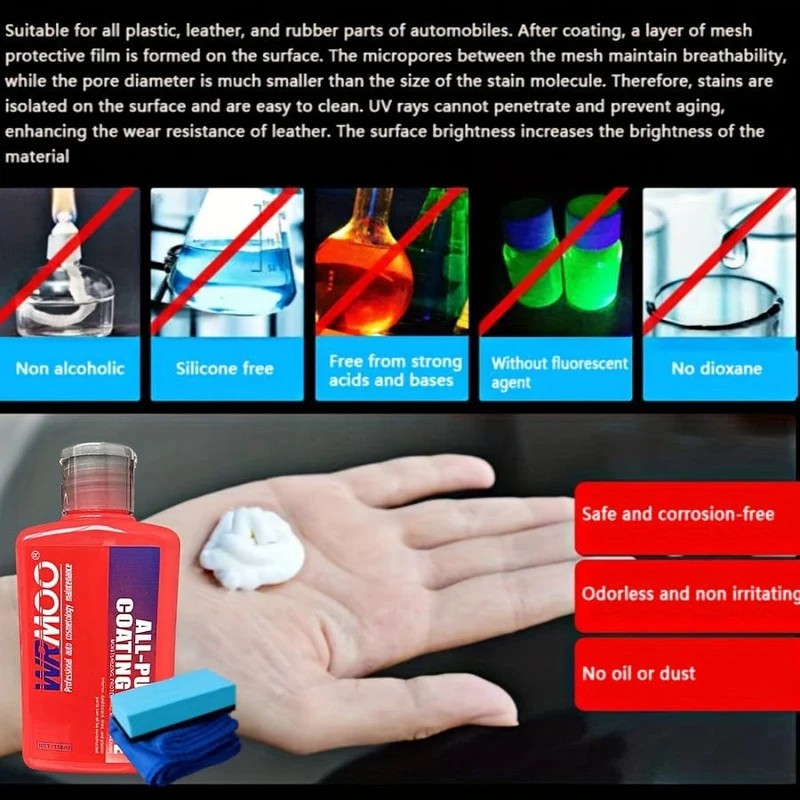 150 ml Auto-Kunststoff-Reparaturbeschichtungsmittel, Auto-Kunststoff-Gummi-Außenreparaturmittel, Reinigungsbürsten-Reparaturmittel, helles Versiegelungs-Aufhellungsmittel
