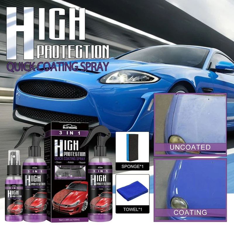 Rayhong 3-in-1-Beschichtungsspray, hoher Schutz, schnelles Autolackspray, automatische Handlack-Farbwechselreinigung