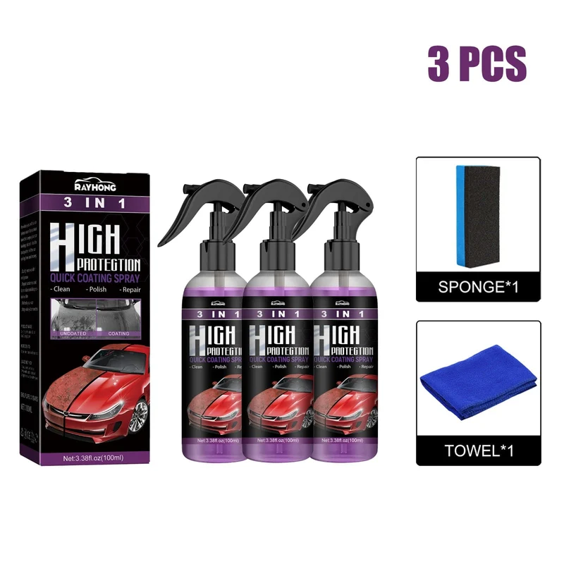 Rayhong 3-in-1-Beschichtungsspray, hoher Schutz, schnelles Autolackspray, automatische Handlack-Farbwechselreinigung