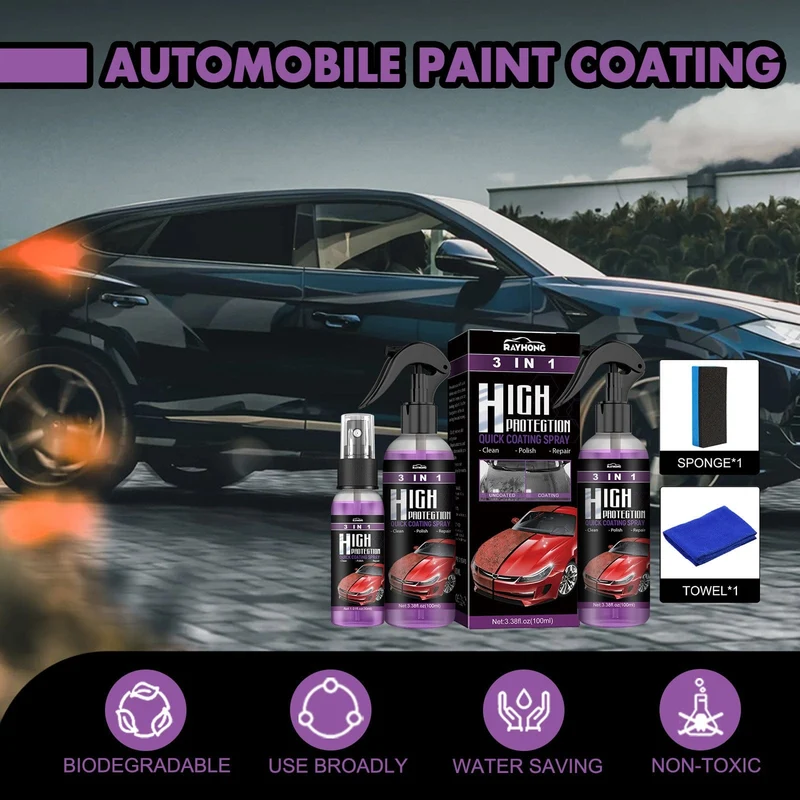 Rayhong 3-in-1-Beschichtungsspray, hoher Schutz, schnelles Autolackspray, automatische Handlack-Farbwechselreinigung