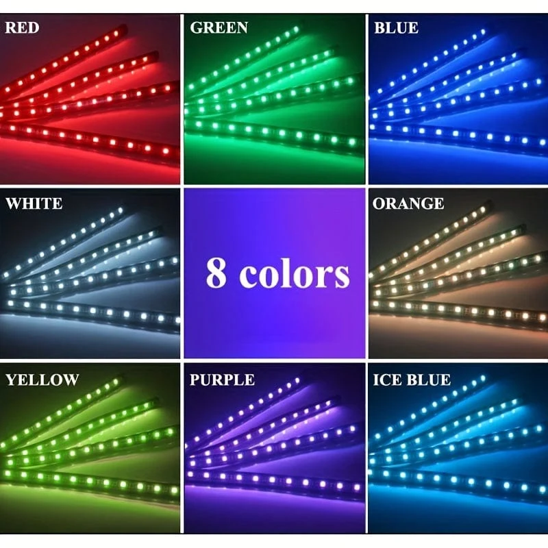 1 Set Auto-LED-Fußlichtleiste 2.54 cm 4 Innenmusik-Sprachsteuerungslicht APP-Steuerung RGB-dekorative Lampe Feuerzeugadapter Umgebungslichtleiste
