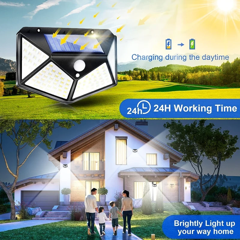 Solar-Außenleuchten, 270o Lichtbereich, Wandleuchten, solarbetriebene Leuchten, kabellos, wasserdicht, mit 3 Modi für den Garten im Freien