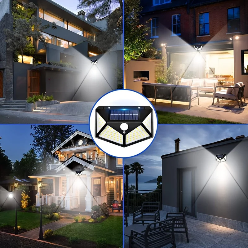 Solar-Außenleuchten, 270o Lichtbereich, Wandleuchten, solarbetriebene Leuchten, kabellos, wasserdicht, mit 3 Modi für den Garten im Freien