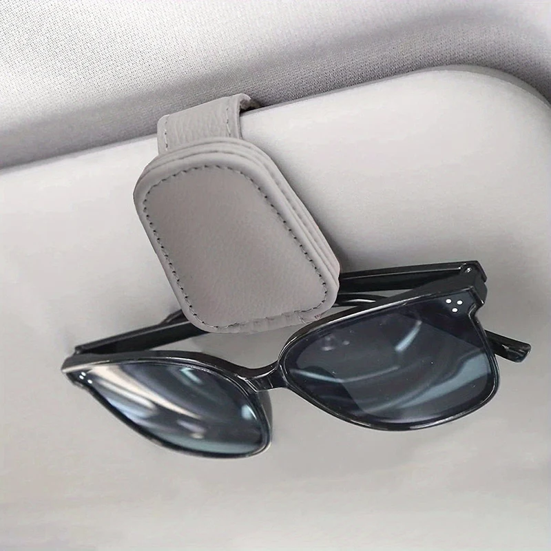 Magnetischer Sonnenbrillenhalter aus Kunstleder für die Sonnenblende im Auto, tragbarer Clip-Aufbewahrungsständer – Auto-Innenausstattung