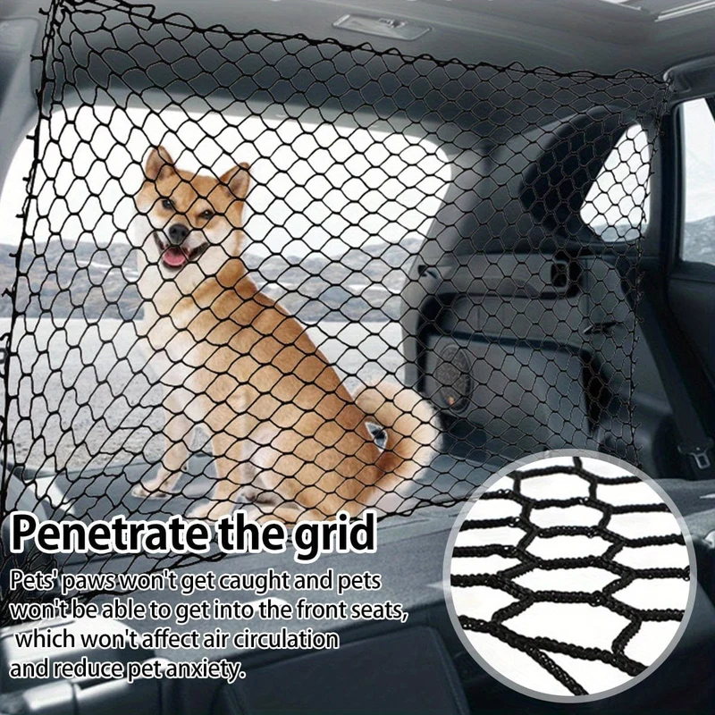 Auto-Hundeabsperrnetz mit Haken, langlebiges Sicherheitsbarrierenetz für Hunde im Auto, wiederverwendbar, faltbar, Auto-Hundezaunbarriere, praktische universelle Auto-Haustierisolierung