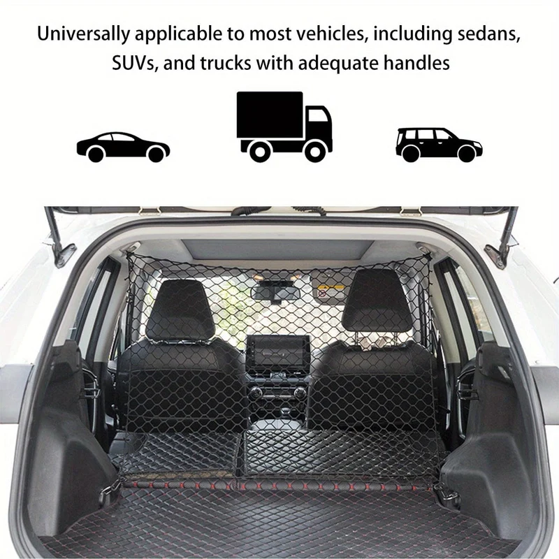 Auto-Hundeabsperrnetz mit Haken, langlebiges Sicherheitsbarrierenetz für Hunde im Auto, wiederverwendbar, faltbar, Auto-Hundezaunbarriere, praktische universelle Auto-Haustierisolierung