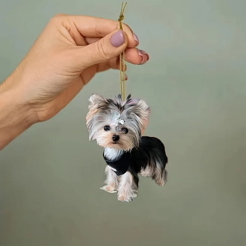 1 Stück 2D Acryl Niedlicher Hund Auto Rückspiegel Dekorativer Anhänger, Tasche Und Schlüsselanhänger Anhänger, Urlaubsgeschenk
