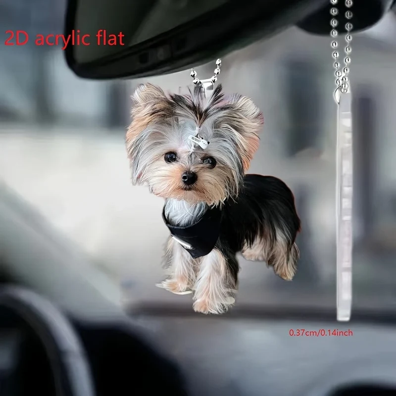 1 Stück 2D Acryl Niedlicher Hund Auto Rückspiegel Dekorativer Anhänger, Tasche Und Schlüsselanhänger Anhänger, Urlaubsgeschenk