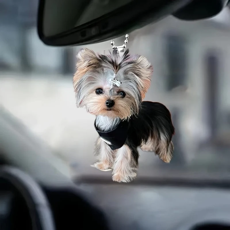 1 Stück 2D Acryl Niedlicher Hund Auto Rückspiegel Dekorativer Anhänger, Tasche Und Schlüsselanhänger Anhänger, Urlaubsgeschenk