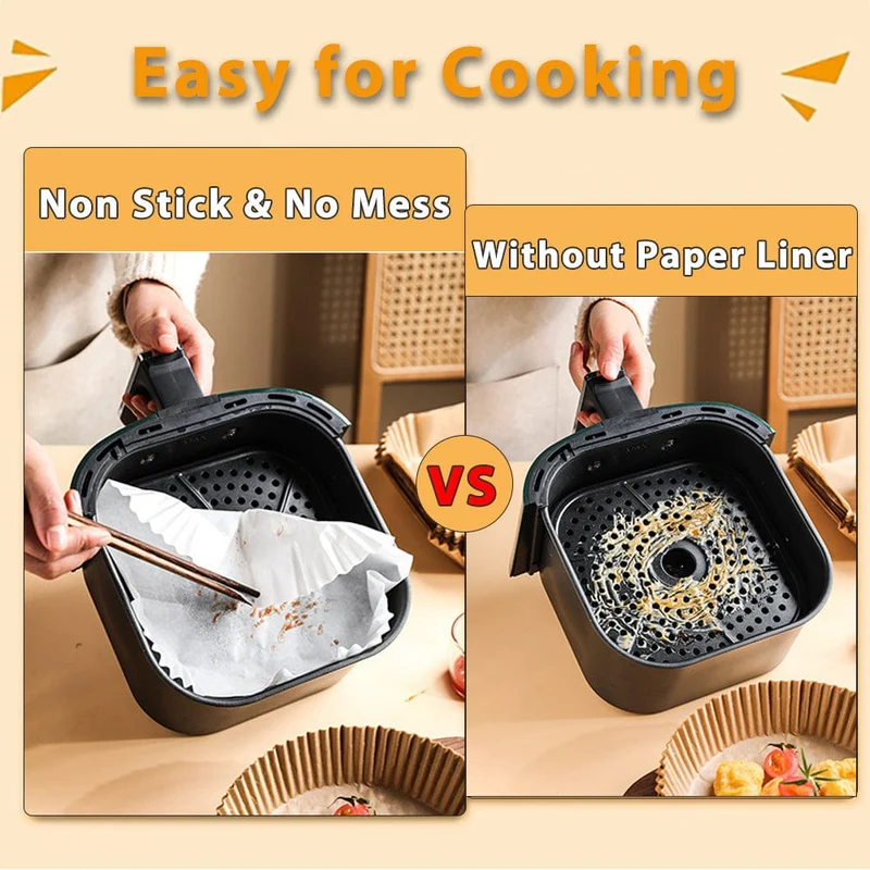 50/100 Stück, Einwegpapiereinlagen für Heißluftfritteusen, Einwegeinlagen für Heißluftfritteusen, antihaftbeschichtete Backpapiere für Heißluftfritteusen, runde Papiereinlagen für Heißluftfritteusen, antihaftbeschichtetes Pergamentpapier zum Backen, Braten, Mikrowellen, Küchenzubehör, Werkzeuge