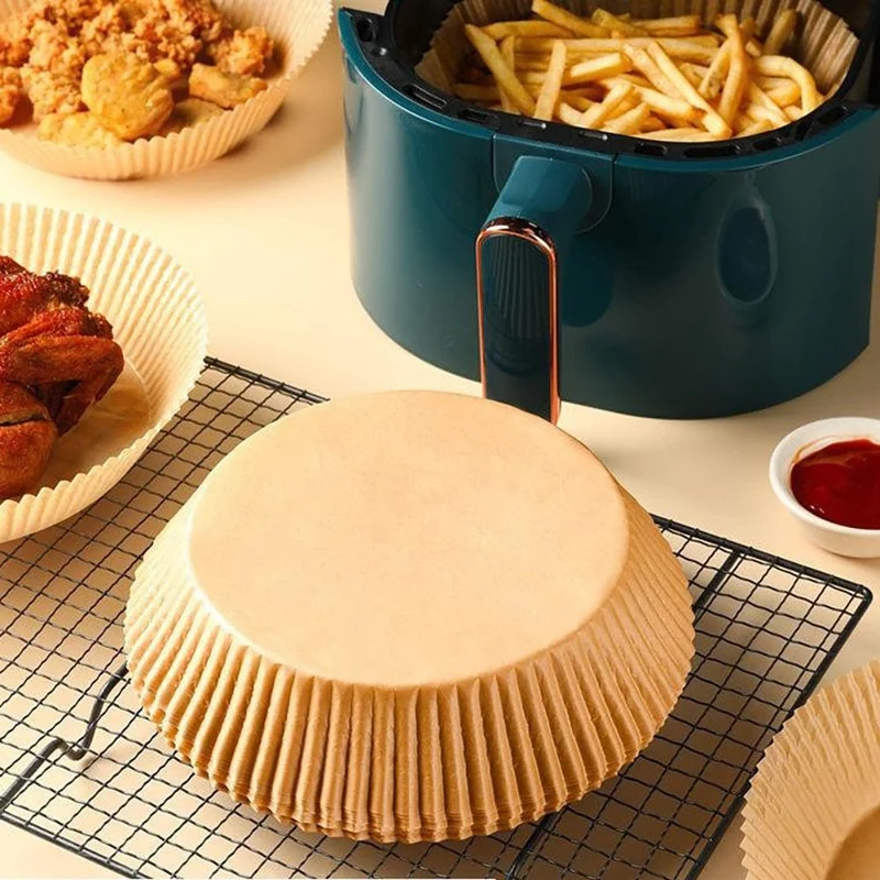 50/100 Stück, Einwegpapiereinlagen für Heißluftfritteusen, Einwegeinlagen für Heißluftfritteusen, antihaftbeschichtete Backpapiere für Heißluftfritteusen, runde Papiereinlagen für Heißluftfritteusen, antihaftbeschichtetes Pergamentpapier zum Backen, Braten, Mikrowellen, Küchenzubehör, Werkzeuge