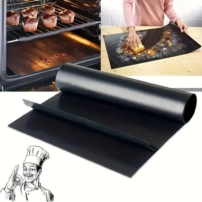 1 Stück, Ofenmatte, Ofeneinlage für den Boden des Ofens, wiederverwendbare Ofenmatte zum Aufkleben, Backmatte, Grillmatte, Grillzubehör, geeignet für Elektroherd, Gasherd, Toaster, Grill, Küchenzubehör