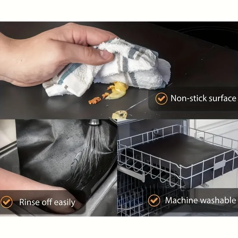 1 Stück, Ofenmatte, Ofeneinlage für den Boden des Ofens, wiederverwendbare Ofenmatte zum Aufkleben, Backmatte, Grillmatte, Grillzubehör, geeignet für Elektroherd, Gasherd, Toaster, Grill, Küchenzubehör