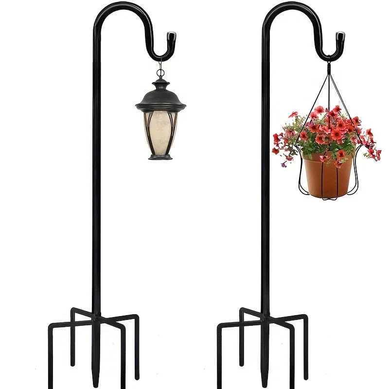1 Stück Schäferhaken, 63 Zoll hoch, 2.54/7.62 cm dick, verstellbar, rostbeständig, Schäferhaken für Solarleuchten im Freien, Laternen, Blumenkörbe, Vogelhäuschen