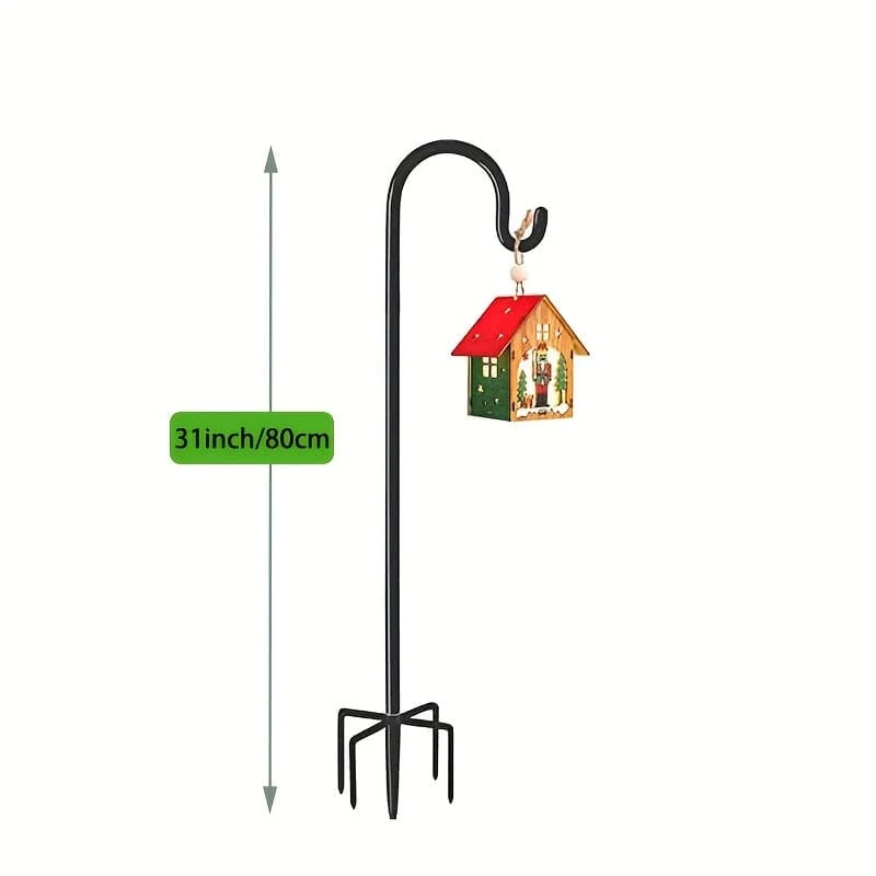 1 Stück Schäferhaken, 63 Zoll hoch, 2.54/7.62 cm dick, verstellbar, rostbeständig, Schäferhaken für Solarleuchten im Freien, Laternen, Blumenkörbe, Vogelhäuschen
