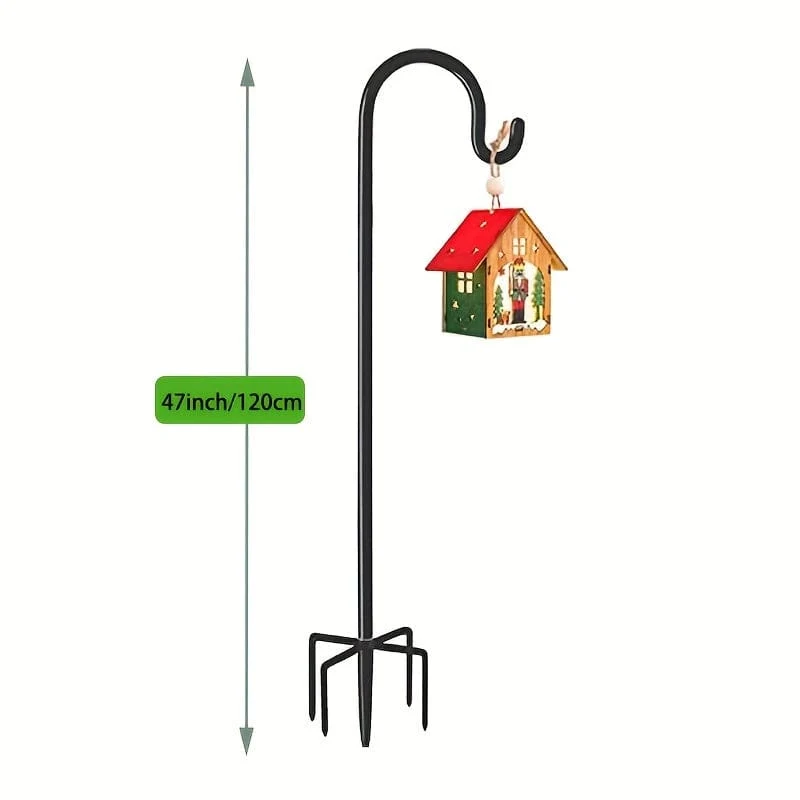 1 Stück Schäferhaken, 63 Zoll hoch, 2.54/7.62 cm dick, verstellbar, rostbeständig, Schäferhaken für Solarleuchten im Freien, Laternen, Blumenkörbe, Vogelhäuschen