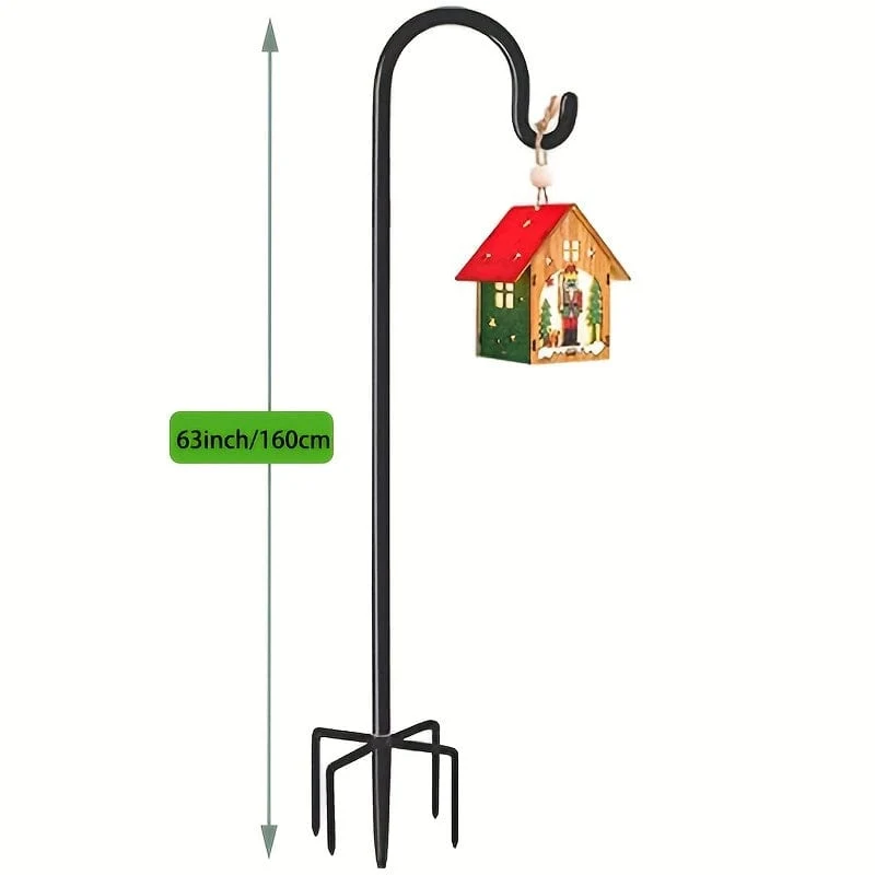 1 Stück Schäferhaken, 63 Zoll hoch, 2.54/7.62 cm dick, verstellbar, rostbeständig, Schäferhaken für Solarleuchten im Freien, Laternen, Blumenkörbe, Vogelhäuschen