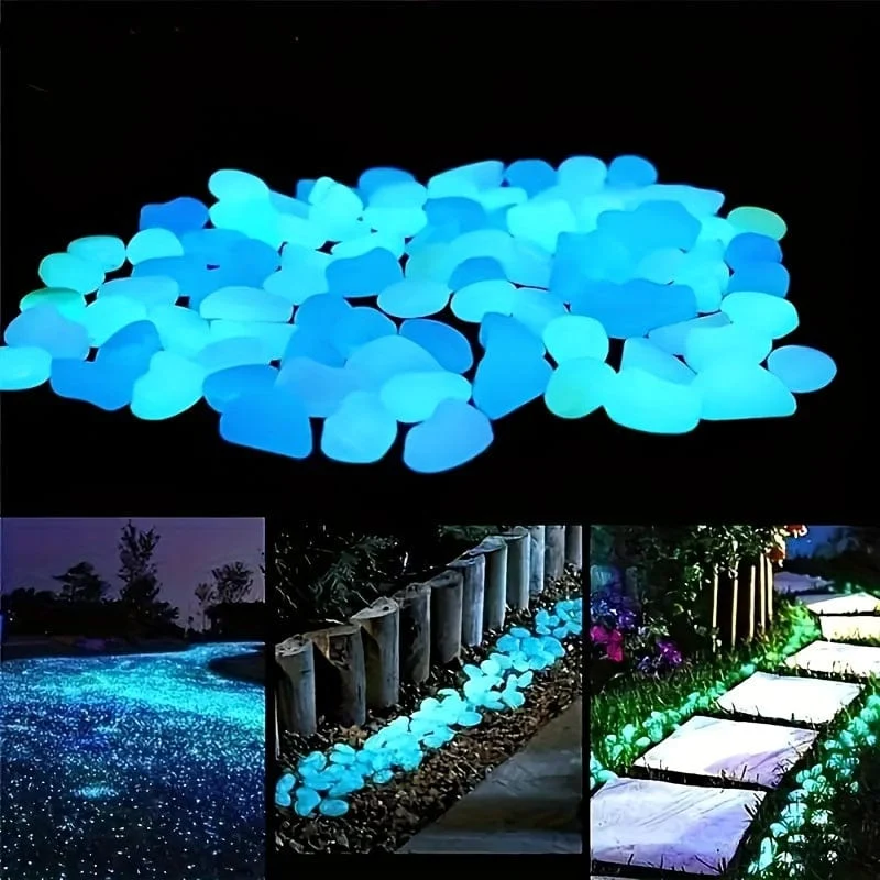 100 Stück/Beutel leuchtende fluoreszierende Steine, im Dunkeln leuchtende Steine, DIY-Außendekoration für Aquarium, Garten, Bonsai, Weg, Aquarium und Blumentopf, Party- und Festivaldekorationen