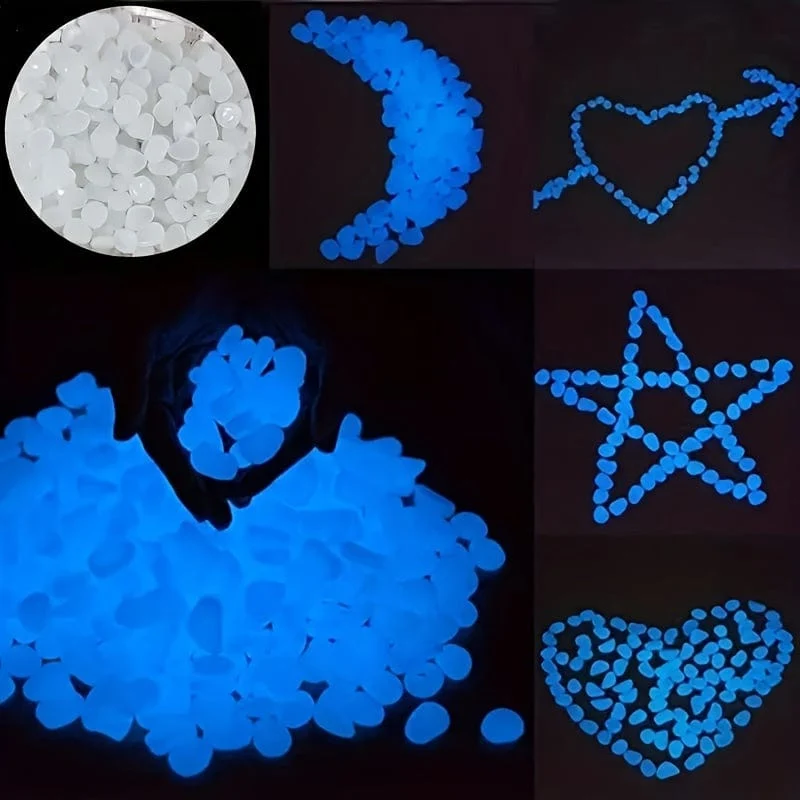 100 Stück/Beutel leuchtende fluoreszierende Steine, im Dunkeln leuchtende Steine, DIY-Außendekoration für Aquarium, Garten, Bonsai, Weg, Aquarium und Blumentopf, Party- und Festivaldekorationen