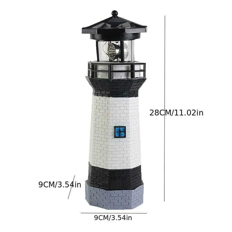 1 Stück, Solar-Leuchtturm, Gartenleuchten, LED-Solar-Leuchtturm-Statue mit rotierendem Licht, wasserdichte Gartenornamente, Szenendekoration, Festival-Dekoration, Raumdekoration, Heimdekoration, Bürodekoration, Themenparty-Dekoration, Weihnachtsdekoration