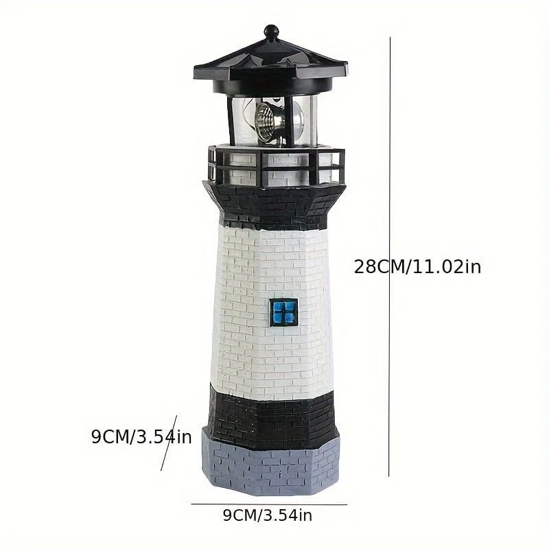 1 Stück, Solar-Leuchtturm, Gartenleuchten, LED-Solar-Leuchtturm-Statue mit rotierendem Licht, wasserdichte Gartenornamente, Szenendekoration, Festival-Dekoration, Raumdekoration, Heimdekoration, Bürodekoration, Themenparty-Dekoration, Weihnachtsdekoration