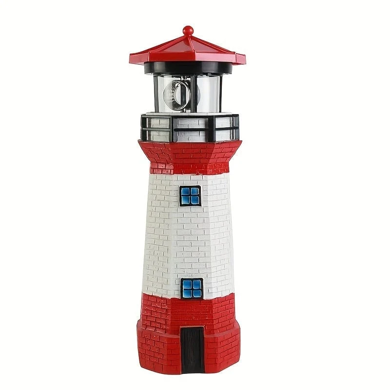 1 Stück, Solar-Leuchtturm, Gartenleuchten, LED-Solar-Leuchtturm-Statue mit rotierendem Licht, wasserdichte Gartenornamente, Szenendekoration, Festival-Dekoration, Raumdekoration, Heimdekoration, Bürodekoration, Themenparty-Dekoration, Weihnachtsdekoration