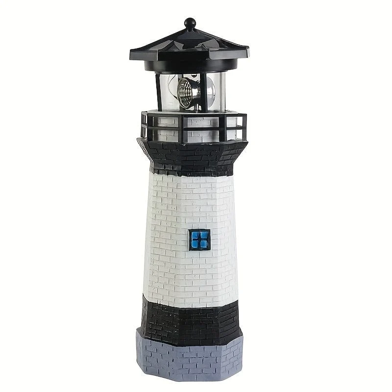 1 Stück, Solar-Leuchtturm, Gartenleuchten, LED-Solar-Leuchtturm-Statue mit rotierendem Licht, wasserdichte Gartenornamente, Szenendekoration, Festival-Dekoration, Raumdekoration, Heimdekoration, Bürodekoration, Themenparty-Dekoration, Weihnachtsdekoration