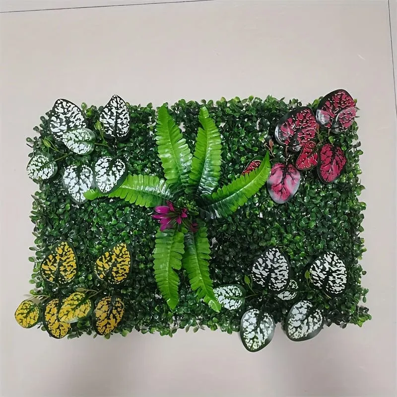 1 Stück künstliche Pflanzenwanddekoration, künstliche Blätter, Gartenzaun, Sichtschutz, Absicherungswand, Gartenhofzaun-Dekoration, 40 cm x 60 cm