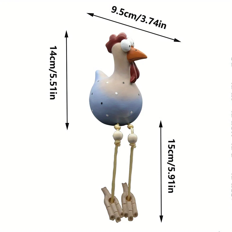 Großes Auge Huhn zum Aufhängen, Huhn mit langen Beinen, Anhänger, Ornament, Gartendekoration, Kunsthandwerk