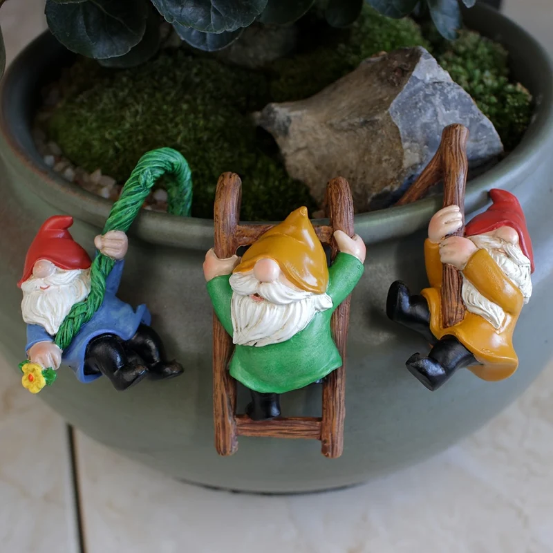 3-teilige 3D-Mini-Zwerg-Statue, Outdoor-Feengarten-Harz-Kunsthandwerk, Blumentopf-Landschaftszwerg, Mikro-Landschaftsanhänger-Ornamente, Mini-Kunstskulpturen, Landschaftsbau-DIY-Gartenskulpturen, Blumentopf-Onament, Hof-Rasen-Heimdekoration