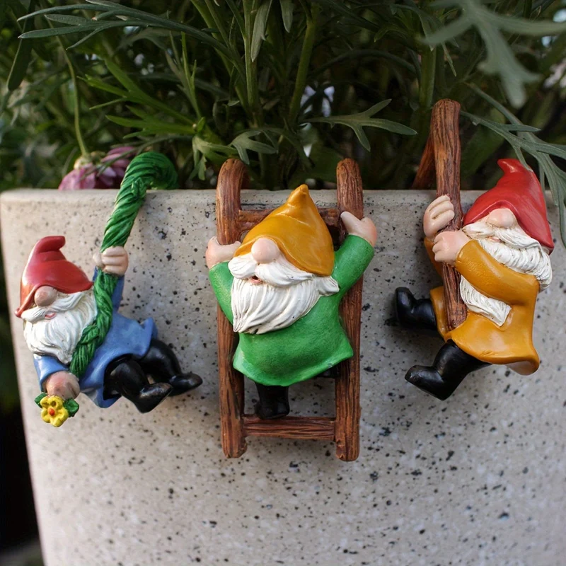 3-teilige 3D-Mini-Zwerg-Statue, Outdoor-Feengarten-Harz-Kunsthandwerk, Blumentopf-Landschaftszwerg, Mikro-Landschaftsanhänger-Ornamente, Mini-Kunstskulpturen, Landschaftsbau-DIY-Gartenskulpturen, Blumentopf-Onament, Hof-Rasen-Heimdekoration