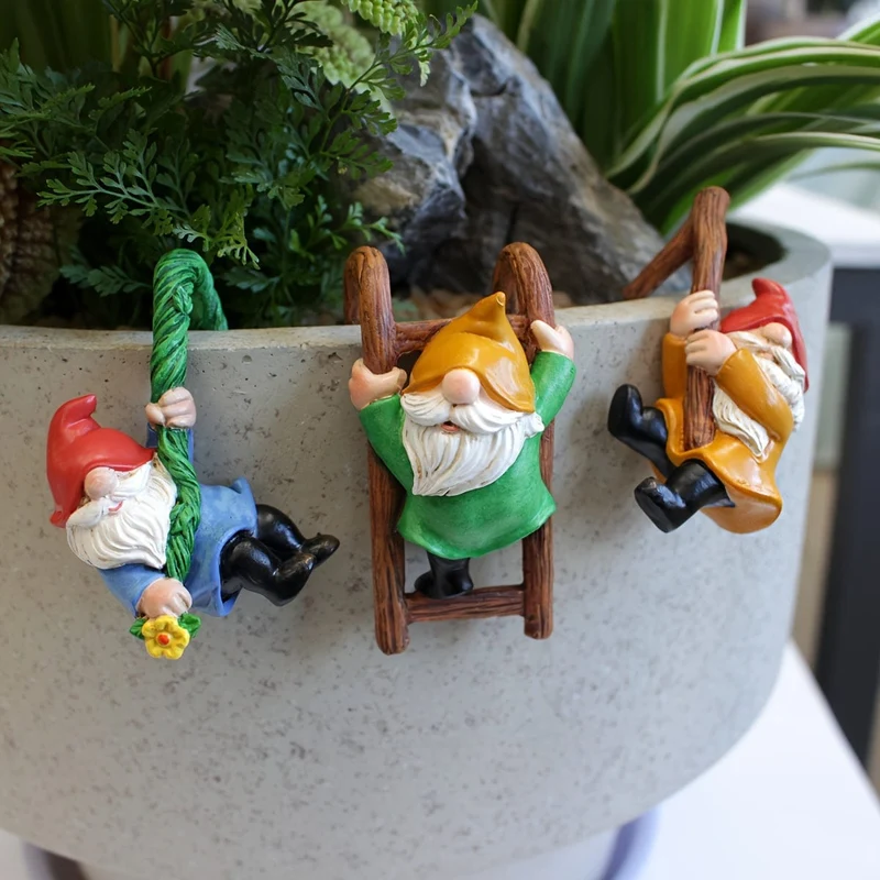 3-teilige 3D-Mini-Zwerg-Statue, Outdoor-Feengarten-Harz-Kunsthandwerk, Blumentopf-Landschaftszwerg, Mikro-Landschaftsanhänger-Ornamente, Mini-Kunstskulpturen, Landschaftsbau-DIY-Gartenskulpturen, Blumentopf-Onament, Hof-Rasen-Heimdekoration