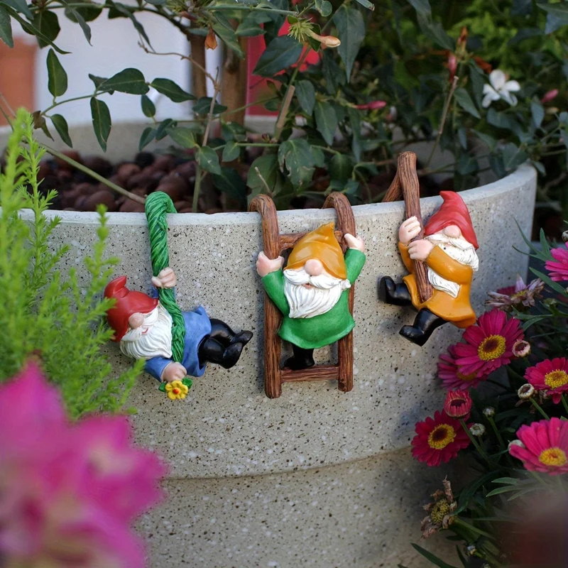 3-teilige 3D-Mini-Zwerg-Statue, Outdoor-Feengarten-Harz-Kunsthandwerk, Blumentopf-Landschaftszwerg, Mikro-Landschaftsanhänger-Ornamente, Mini-Kunstskulpturen, Landschaftsbau-DIY-Gartenskulpturen, Blumentopf-Onament, Hof-Rasen-Heimdekoration