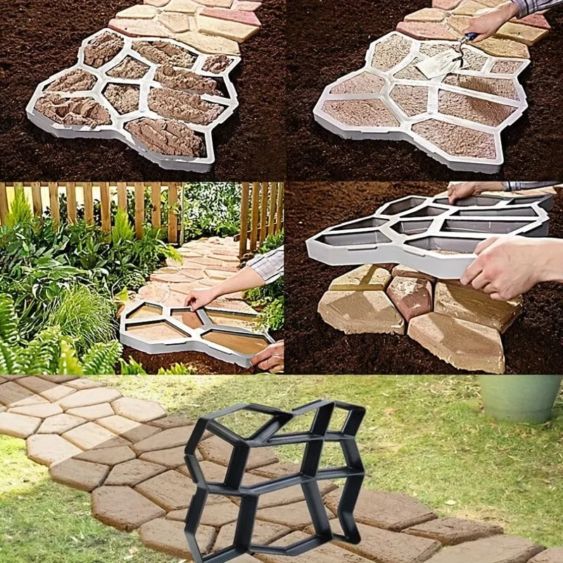 1 Stück, Gartenweg-Pflasterform, DIY manuell Pflaster, Zement, Ziegel, Stein, Straße, Betonformen